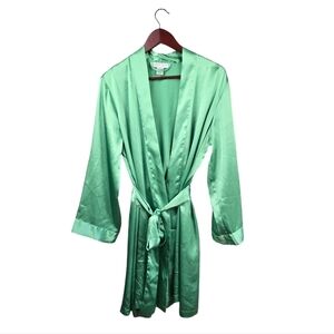 MORGAN TAYLOR Intimates Silky Wrap Robe Kimono‎ Bright Green Womens Sz L